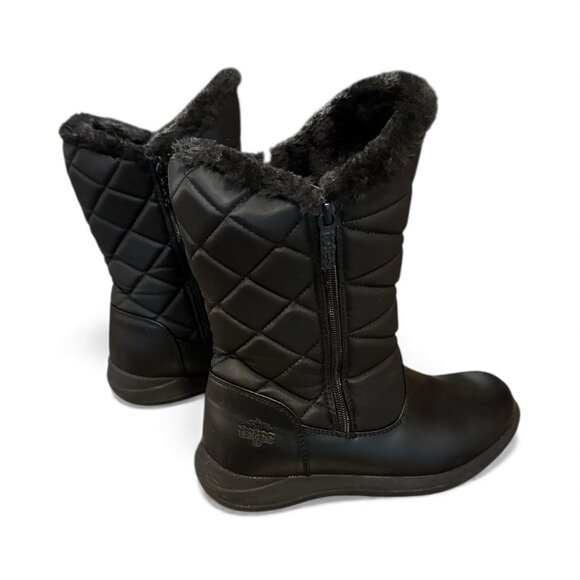 Totes Womens Black Quilted Winter Boots W/ Faux Fur Lining & Side Zippers Size 7 - Picture 5 of 8